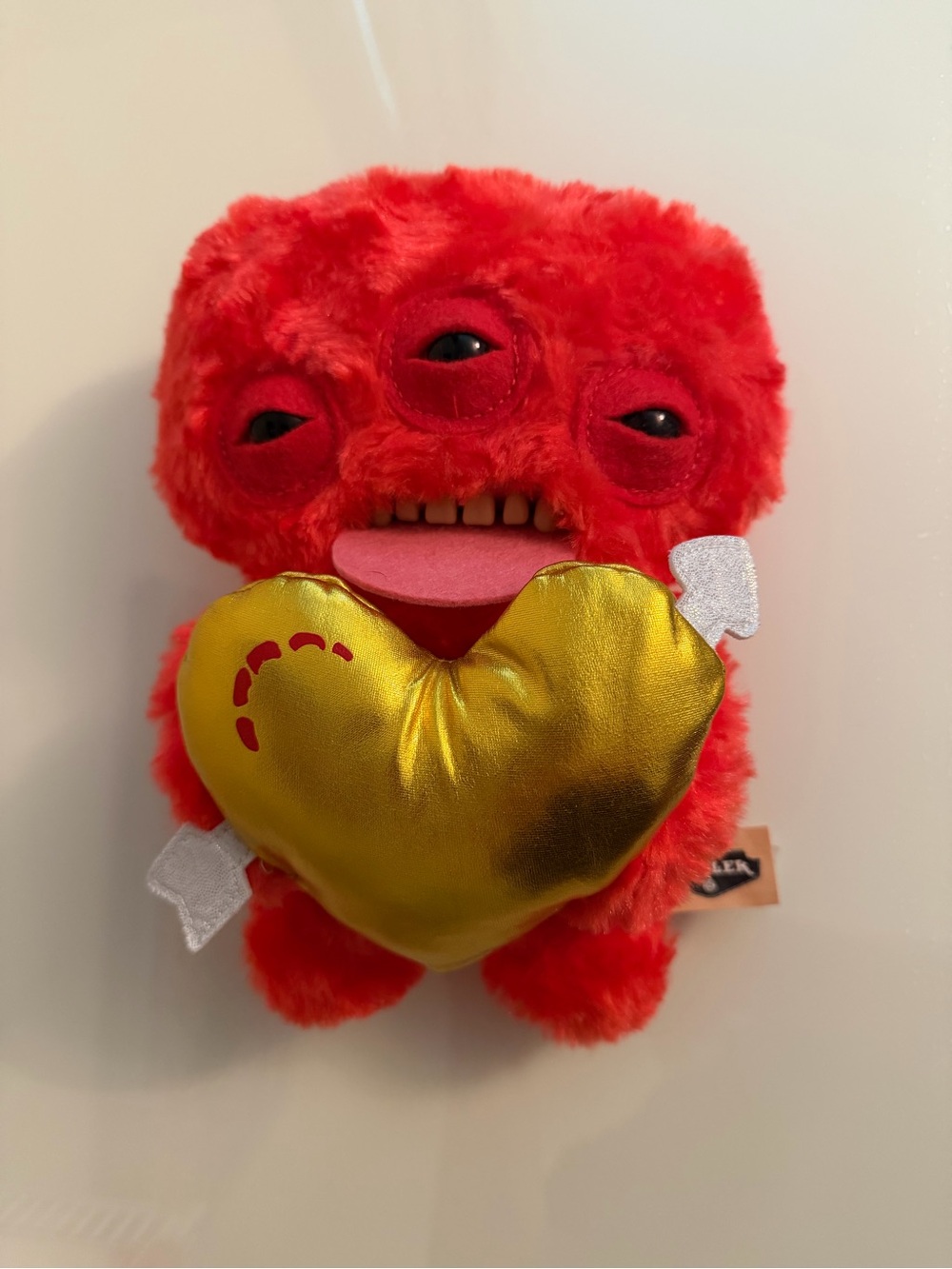 Red Fuggler Plush Monster with Gold Heart
